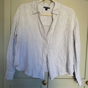 James Perse Cropped Linen Button Down Shirt